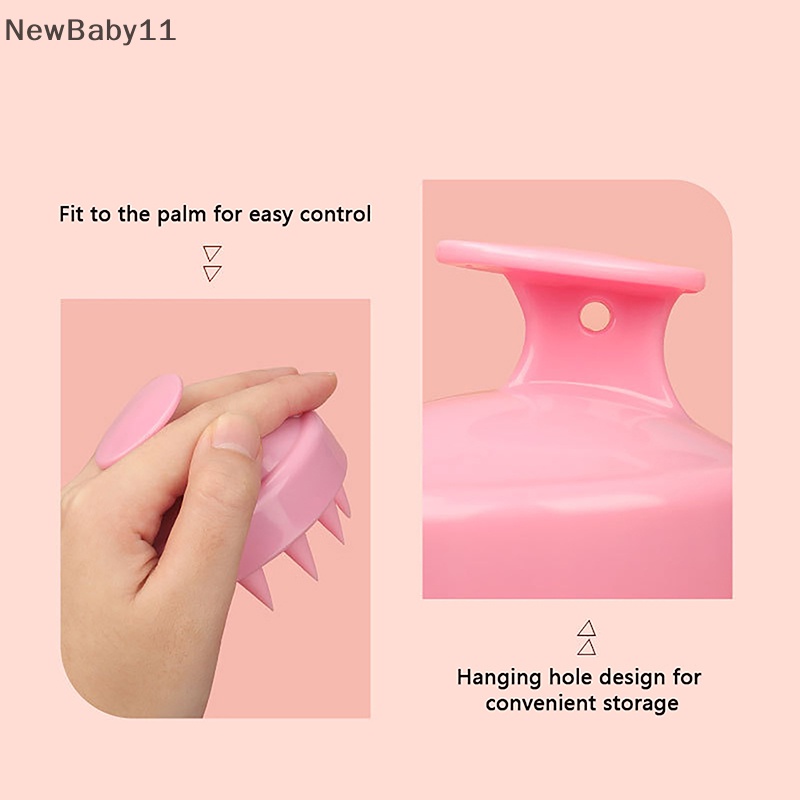 Newbaby lược massage silicon bằng nhựa làm sạch da đầu triệt để massage da đầu tạo bọt dễ dàng bàn chải massage đầu bàn chải gội đầu bàn chải tắm.