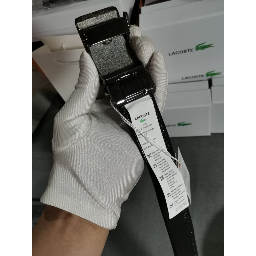 Lacoste thắt lưng nam da thật sang trọng dây đeo thắt lưng quần jean ghim khóa thắt lưng hộp quà