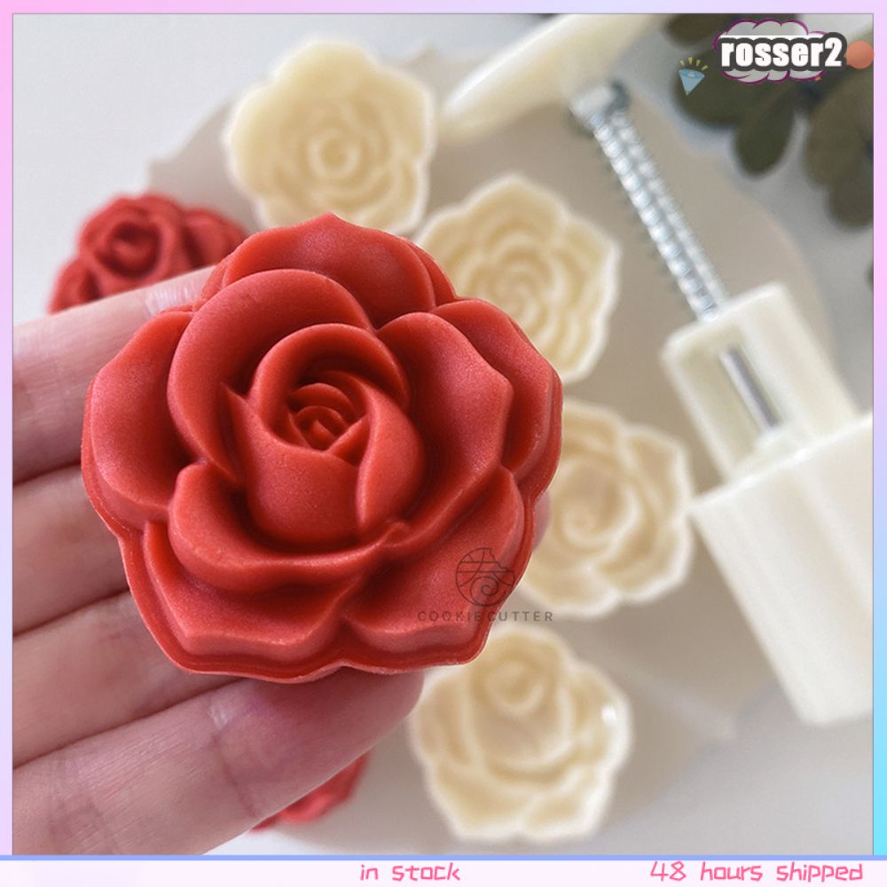 2/4 Cái/bộ Khuôn Làm Bánh Trung Thu Hình Hoa Hồng 3D Hình Lễ Hội Trung Thu, Dụng Cụ Nướng Bánh Bằng Tay Tự Làm, Bánh Ngọt, Dụng Cụ Làm Bánh Nhà Bếp Có Thể Tái Sử Dụng -Rosser2