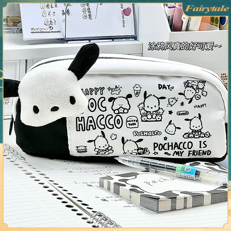 ☢ Hộp đựng bút Sanrio Anime Pochacco Túi bút chì sang trọng có khóa kéo dễ thương Dung tích lớn Nữ sinh Văn phòng phẩm Quà tặng Túi đựng bút Học sinh