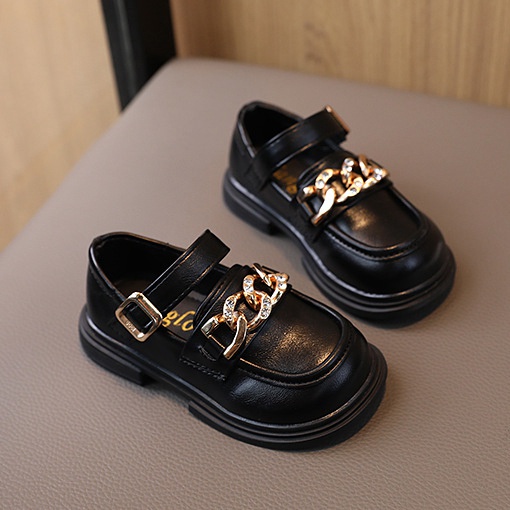 Giày công chúa cho trẻ em cô gái màu đen giày đi học cô gái giày lười biểu diễn