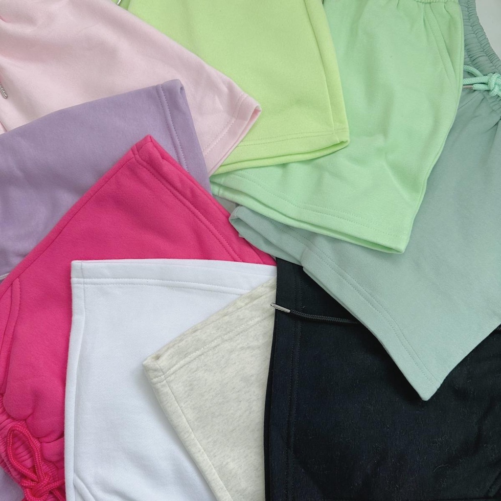 Quần short đùi nữ màu trơn chất nỉ cotton