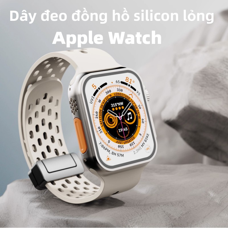 Dây đeo đồng hồ silicon rỗng cho Apple Watch Ultra 7 8 se 6 5 49mm 44mm 45mm 40mm 41mm