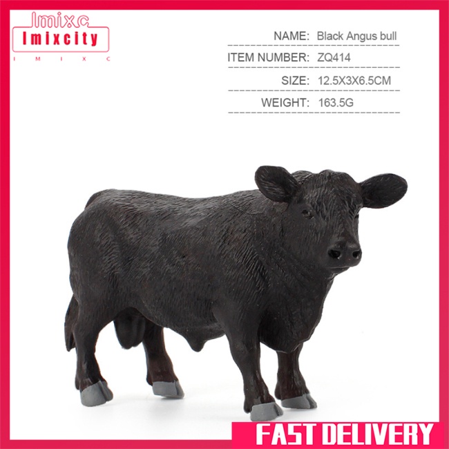 Imixcity mô phỏng con bò sữa hình hành động thực tế dễ thương động vật trang trí mô hình cho bộ sưu tập trẻ em