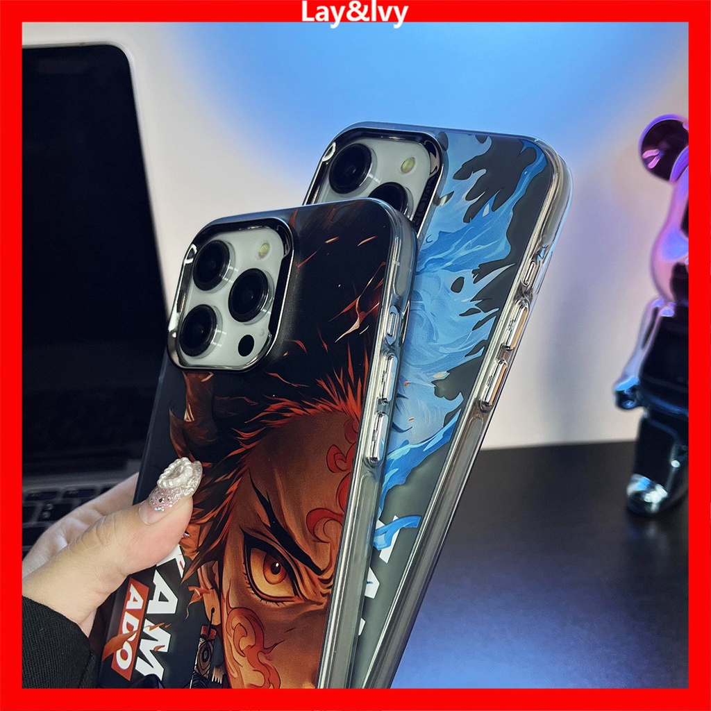 Phim hoạt hình phim hoạt hình anime demon slayer blade tanjiro mạ kim loại khung ống kính imd vỏ điện thoại silicon thích hợp cho iphone 14 14pro 14max 13promax 12 12promax 11