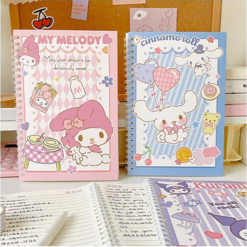 Sanrio hello kitty notebook kawaii my melody kuromi a5 coil book workbook cartoon student notebook đồ dùng học tập quà tặng kỳ nghỉ