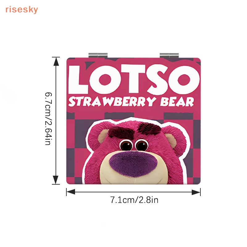 Gấu dâu dễ thương gương trang điểm có thể gập lại cầm tay trang điểm gương nhỏ gấp gương cầm tay vuông nữ sinh dễ thương