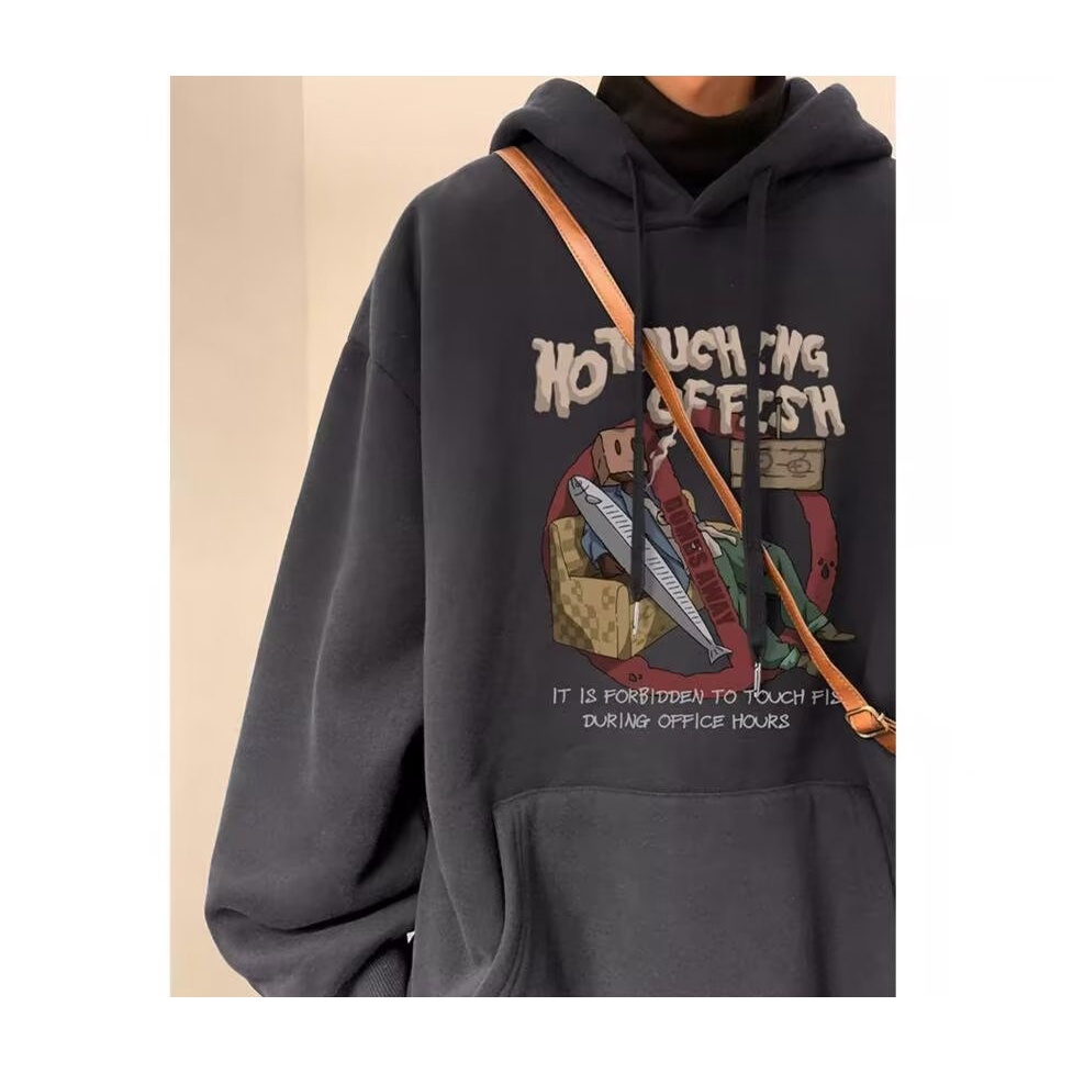Mới Áo Hoodie Dáng Rộng Thời Trang Thu Đông Phong Cách retro
