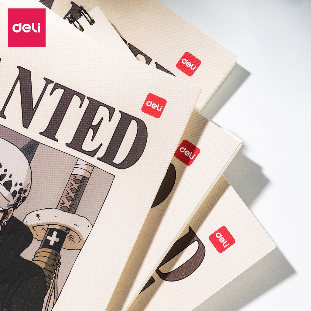 Sổ gáy xoắn kẻ ngang Deli - Họa tiết One Piece, Khổ kẻ ngang, B5 120 trang màu ngẫu nhiên - EN004