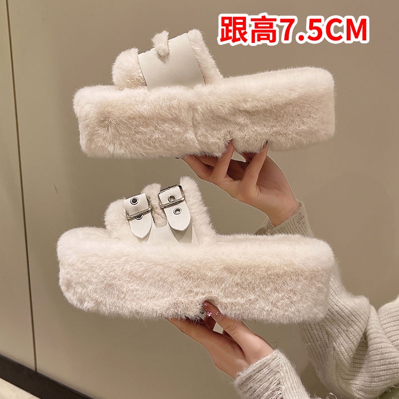 Dép lông nữ KaBaiQi B92H0IU 35Z230830 chống trượt màu sắc đơn giản thời trang thoải mái