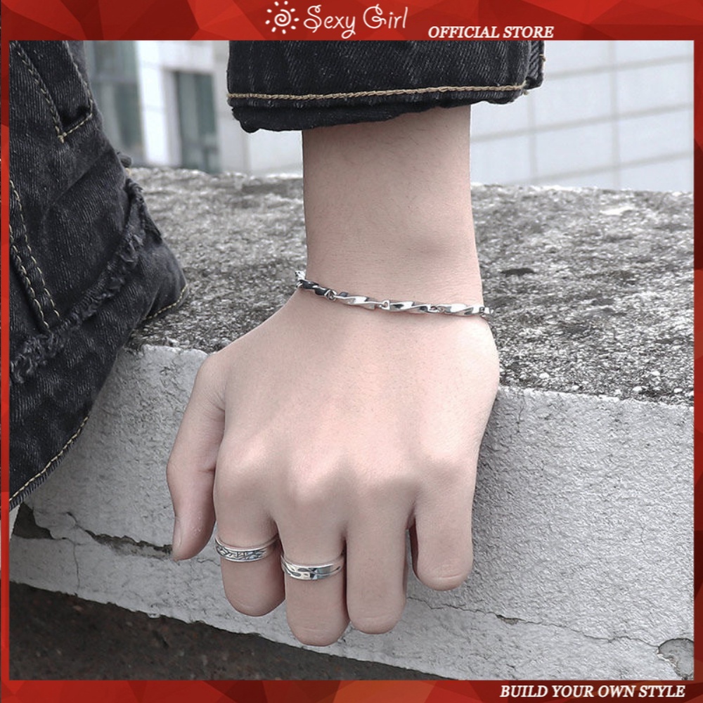 Mobius Vòng Tay Dạng Dây Xích Xoắn Bằng Thép Titan Không Gỉ Trang Sức Quyến Rũ Dành Cho Nam Nữ