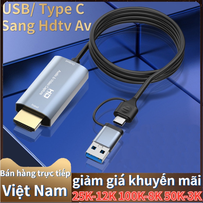 Dây Cáp Chuyển Đổi 2 Trong 1 Hdmi 1080p 30hz Cho Android /USB/ Type C phone Sang Hdtv Av