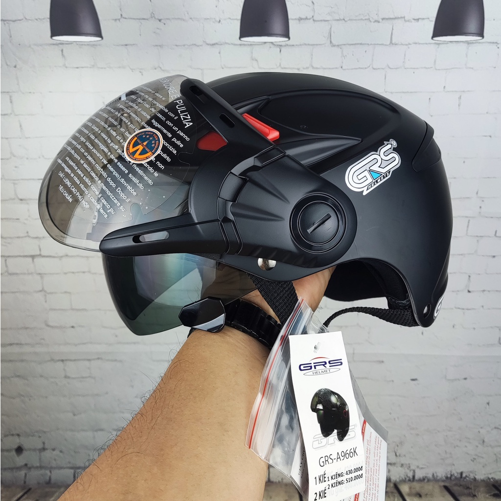 Mũ Bảo Hiểm Nữa Đầu GRS 966 - Có Kính Đen Nhám