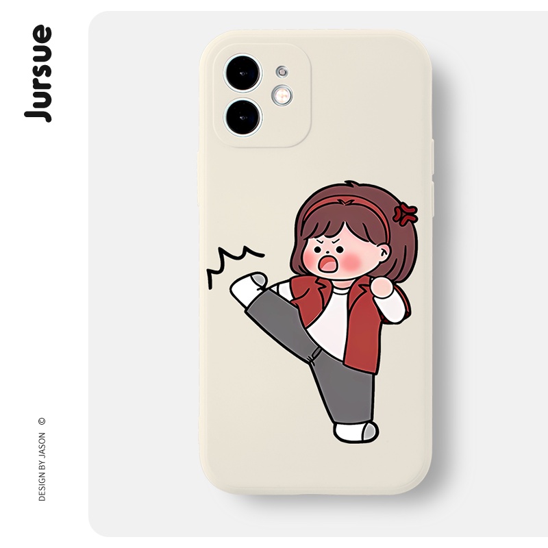 Ốp lưng JURSUE hoạt hình cặp đôi dễ thương đẹp Cho iPhone 15 14 13 12 11 Pro Max SE 2020 X XR XS 8 7 ip 6S 6 Plus kute XYH1442