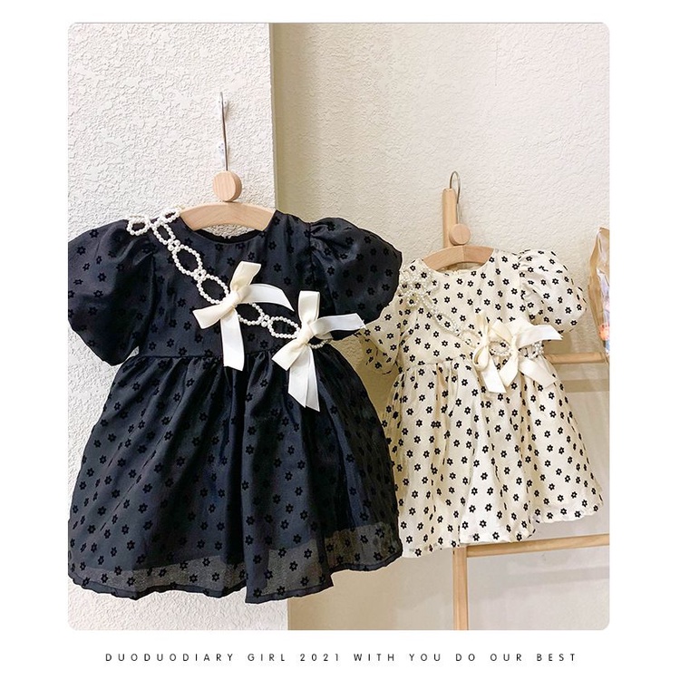 Đầm Công Chúa Mùa Hè 2022 Tay Phồng In Họa Tiết Hoa Phong Cách Hàn Quốc Cho Bé Gái