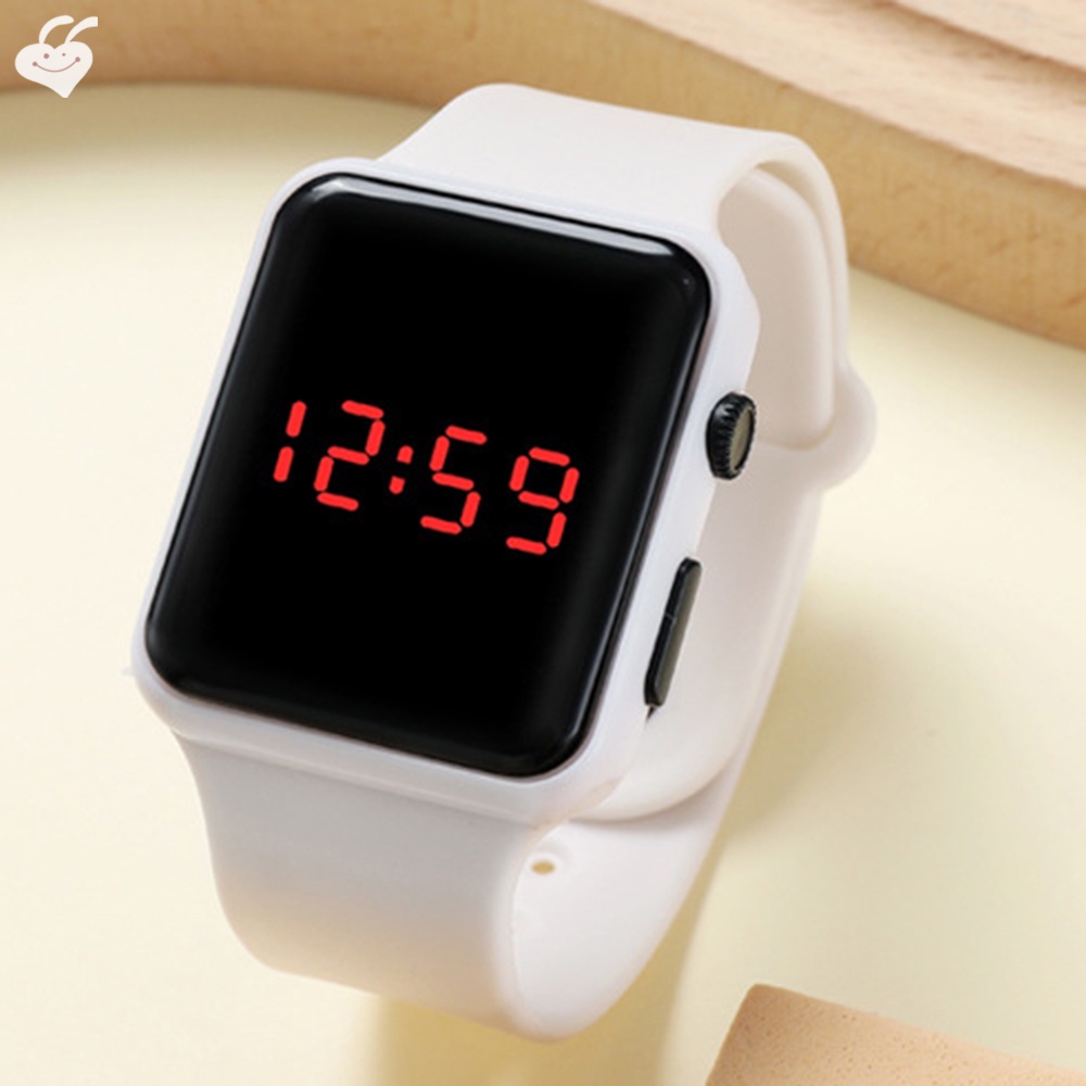 Đồng Hồ Đeo Tay Thiết Kế Mặt Vuông Dây Đeo Bằng Silicone Bền Bỉ Dành Cho Trẻ Em
