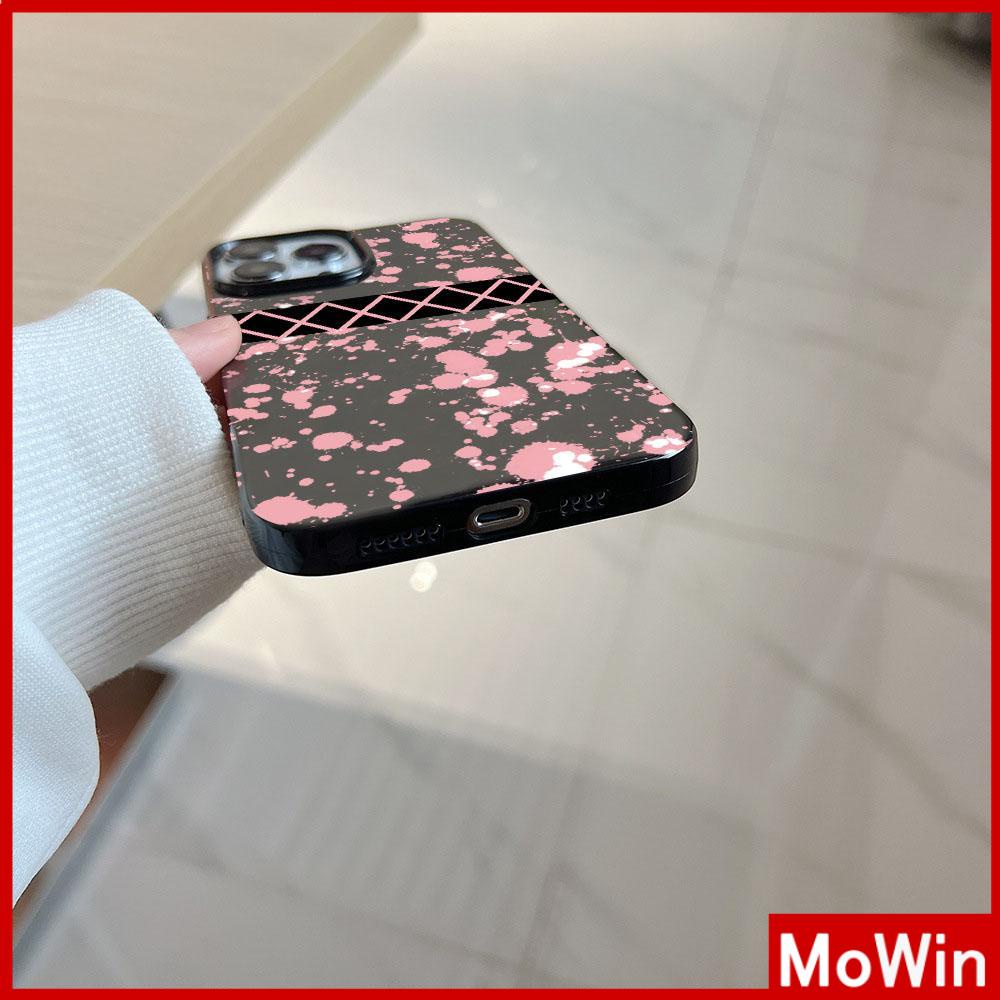 For iPhone 14 Pro Max iPhone Case Black Glossy TPU Soft Case Shockproof Protection Camera Pink Inkjet Graffiti Compatible with iPhone 13 Pro max 12 Pro Max 11 xr xs max 7Plus 8Plus