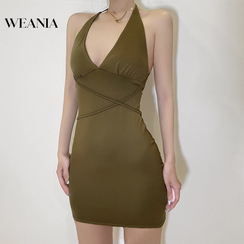 Đầm Ôm Hai Dây Hở Lưng Thời Trang Mùa Hè Cho Nữ