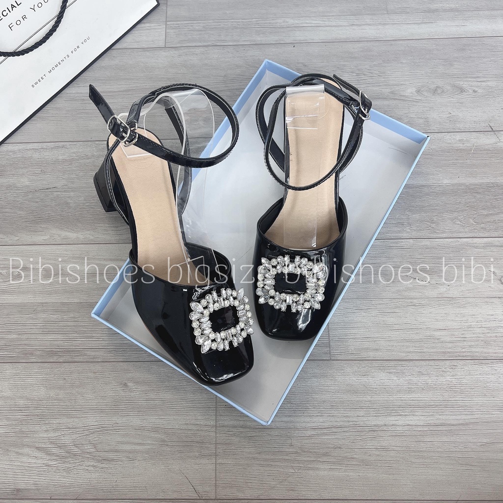 Giày cao gót mũi vuông khóa đá bigsize cao 5 cm