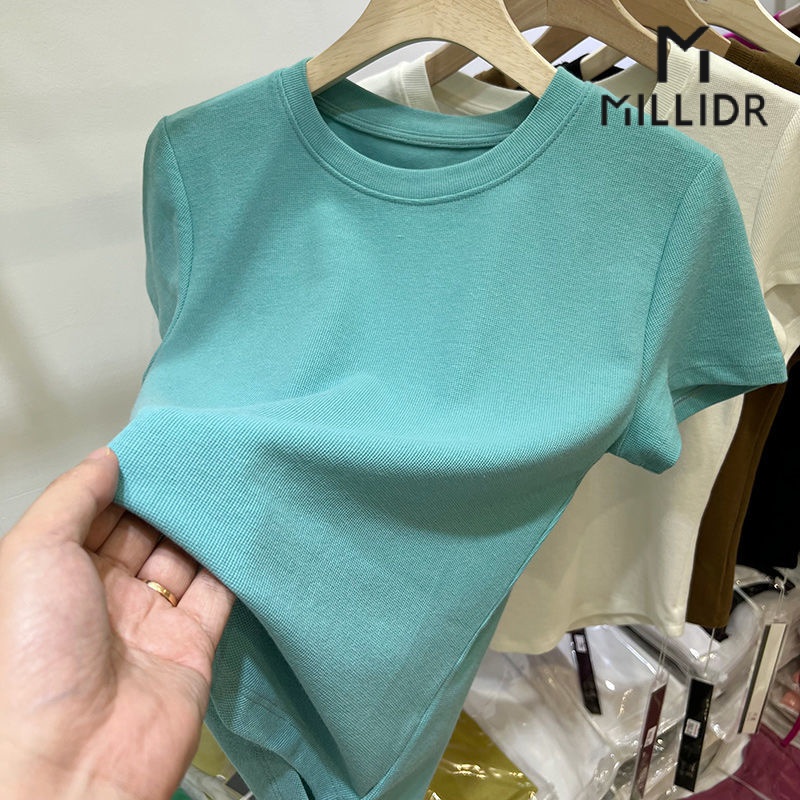 Áo Thun Tay Ngắn Cổ Tròn 2 Màu Sắc Thời Trang Mùa Hè Cho Nữ