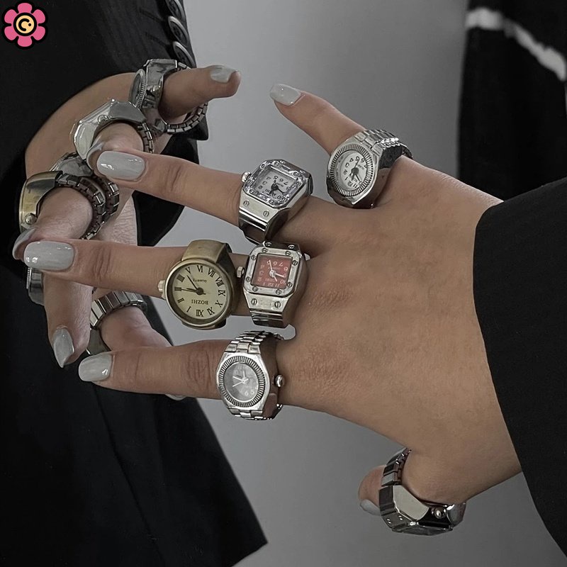 Nhẫn Đồng Hồ Bằng Thép Không Gỉ Thời Trang hip hop Tối Giản Dành Cho Nam Và Nữ