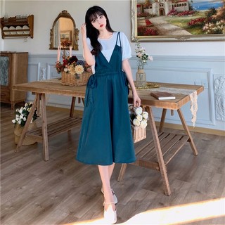 Bộ Áo Ngắn Tay + Đầm Hai Dây Dáng Ôm Phong Cách Hàn Quốc Thời Trang Mùa Hè Hàng Mới