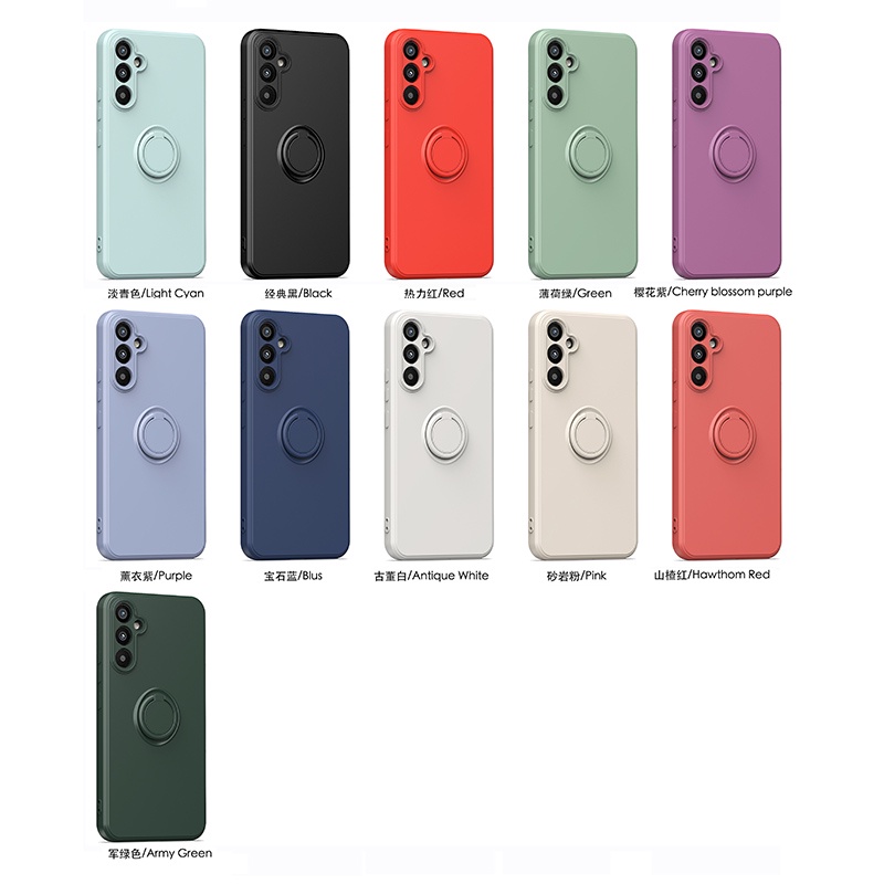 Ốp Điện Thoại Silicone Màu Trơn Tích Hợp Nhẫn Giữ Và Đế Hít Nam Châm Dành Cho Samsung A34 A54 A14 5G