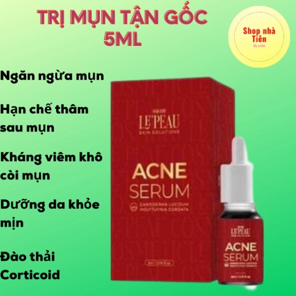 Giảm Mụn Thâm Rỗ Lepeau Acne Serum 5ml, Kem Bôi Mụn Trắng Sáng Khô Còi Mụn, Thâm Sau Mụn