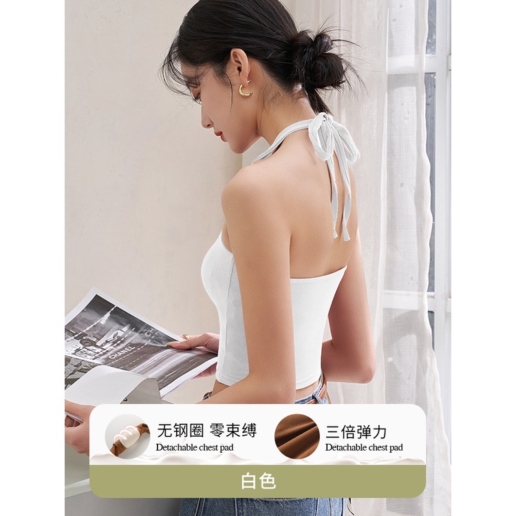 Áo Lót Hai Dây Có Mút Đệm Ngực Màu Trơn Thời Trang Mùa Hè Quyến Rũ Cho Nữ