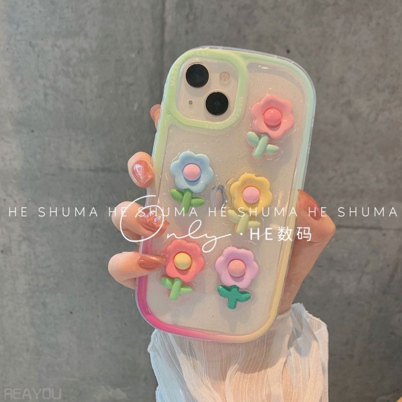 Phù Hợp Ốp Điện Thoại Silicon Mềm Chống Sốc Họa Tiết Hoa Ba Chiều Cho iphone 14 pro max 13 12 11 12Promax 13 11