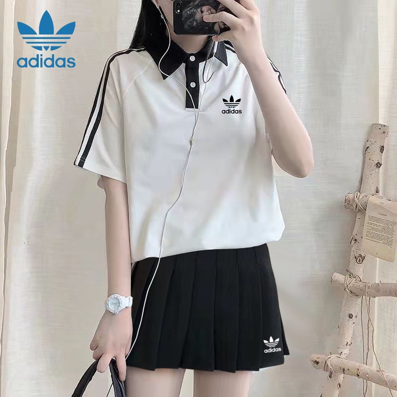 Bộ Áo Thun Polo Ngắn Tay + Chân Váy Adidas Xinh Xắn Dành Cho Nữ