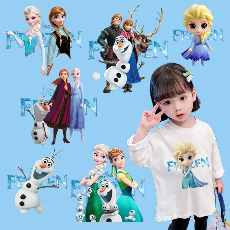 Miếng Dán Ủi Quần Áo DIY Hình Công Chúa Elsa Anna Disney