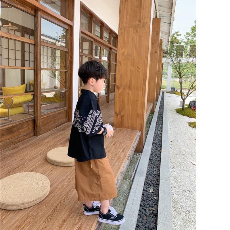 Áo sơ mi bé trai số đại,Áo Sơ Mi Cotton Ngắn Tay In Họa Tiết Thời Trang Mùa Hè Hàn Quốc Dành Cho Bé Trai 2-14 tuổi