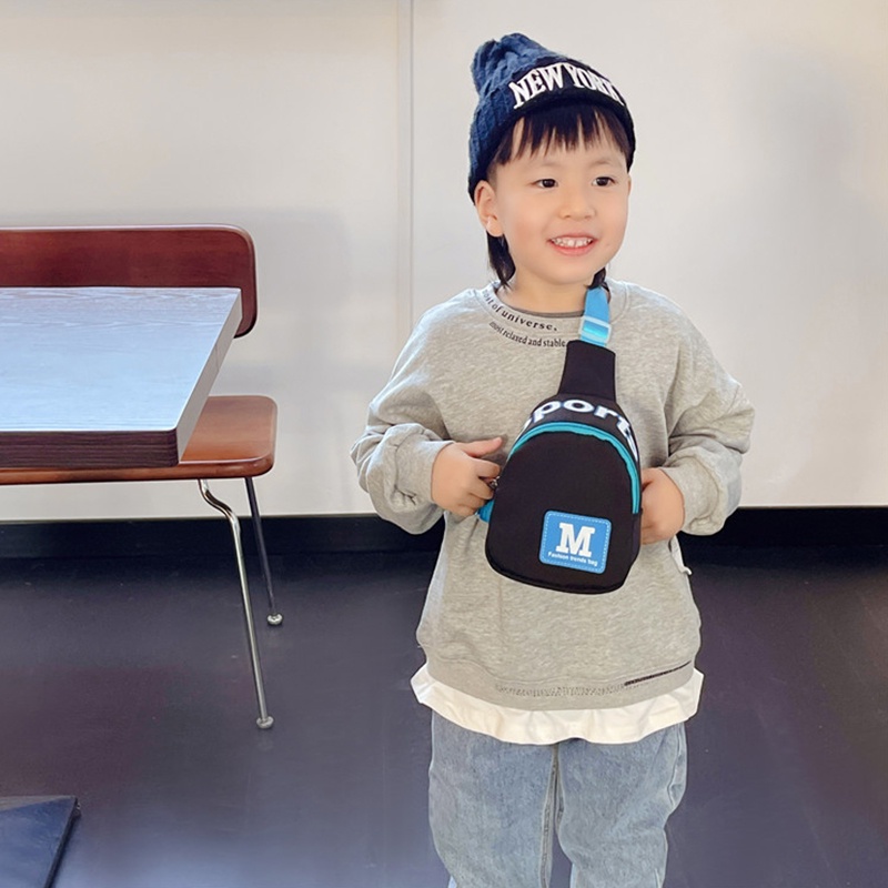 Túi Đeo Chéo Ngực Vải Canvas Nhỏ Gọn Dễ Thương Phong Cách Hàn Quốc Dành Cho Trẻ Em