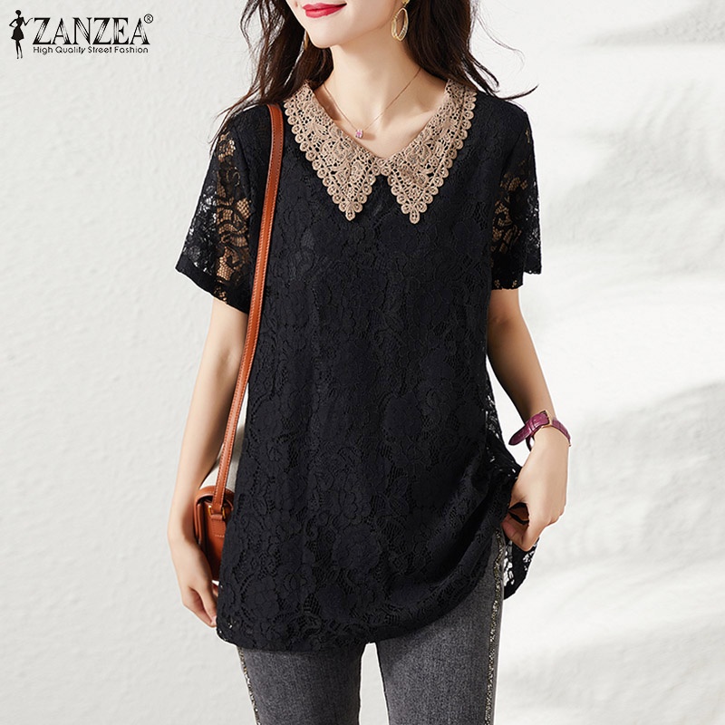 Áo nữ ZANZEA tay ngắn cổ chữ V thời trang quyến rũ