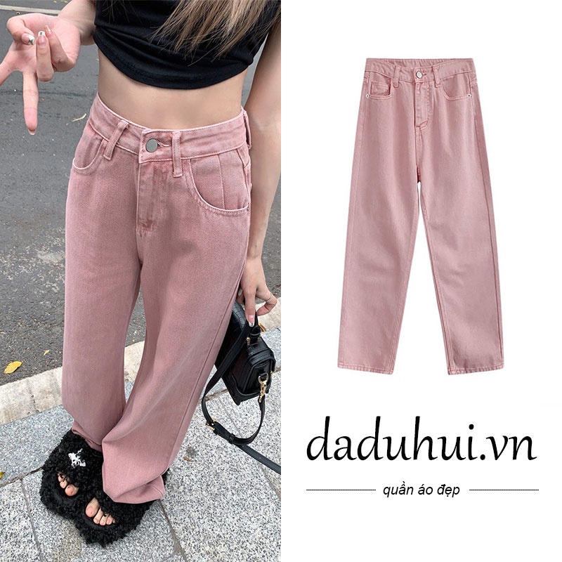 DaDuHey💕 2023 New Korean Version of INS Dirty Pink Casual Pants High Waist Loose Wide Leg Pants WOMEN'S Trousers