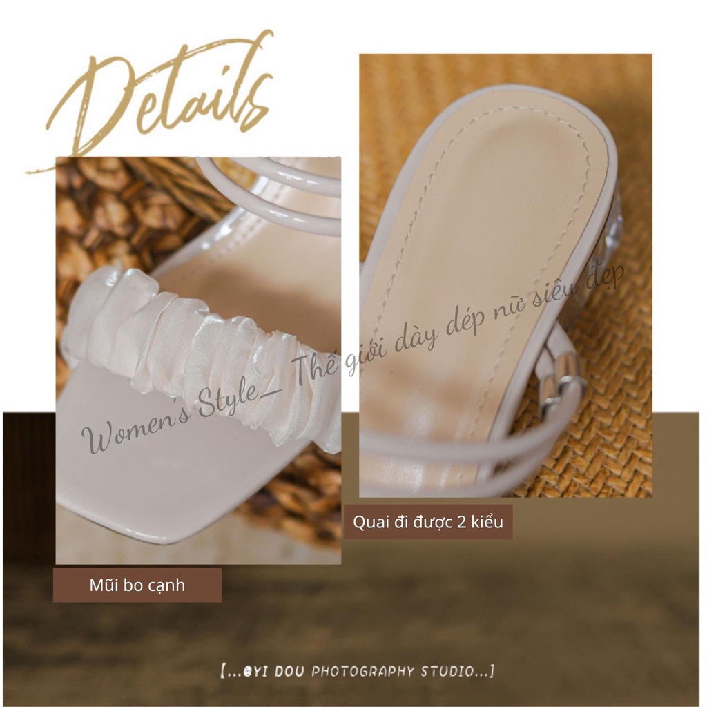 Sandal 2 dây gót trong 4 phân quai bèo đi được 2 kiểu màu trắng chuẩn size 35-39 mã TD28