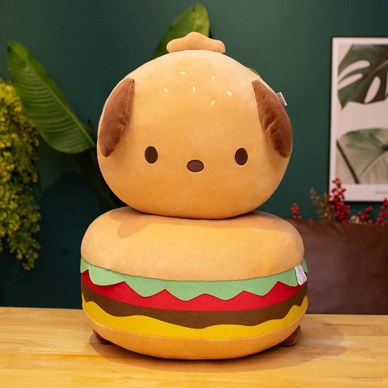 Gối Đệm Hình Bánh Hamburger Sanrio Purin Nhồi Bông Trang Trí Nhà Cửa Cho Bé Gái