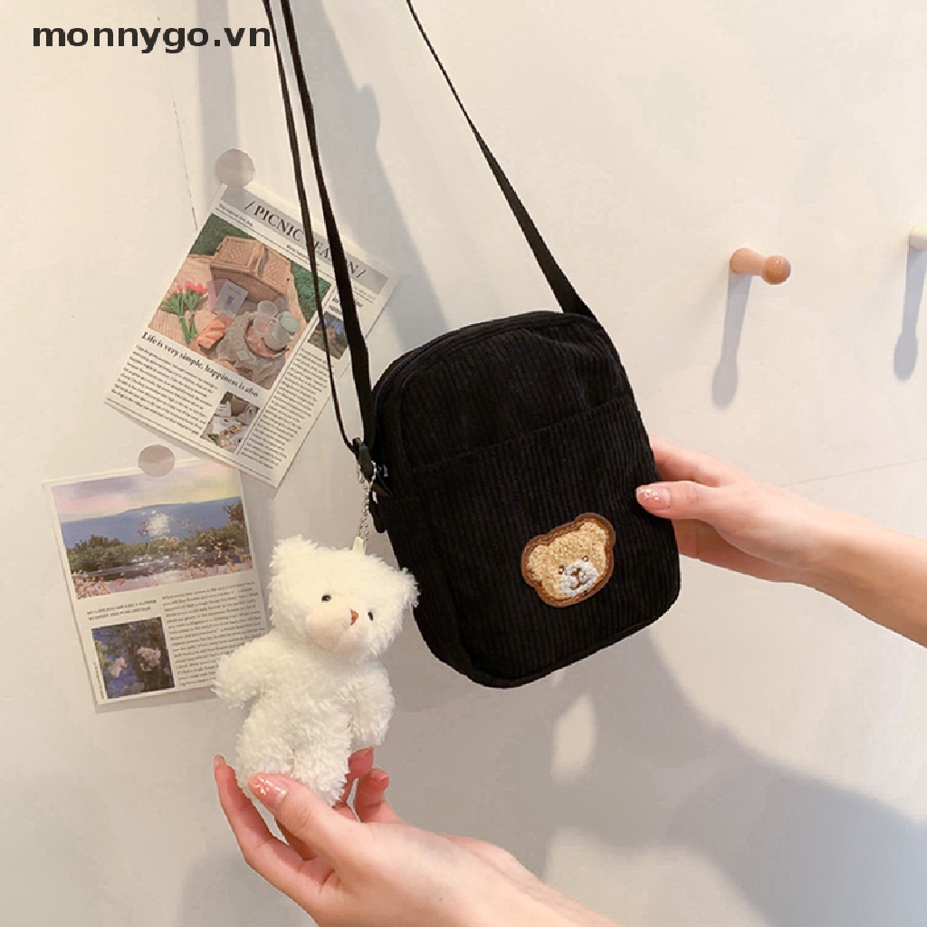 Monnygo 1 Túi Đeo Chéo Vai Đựng Điện Thoại Bằng Vải Nhung Hình Gấu Dành Cho Học Sinh Trẻ Em VN