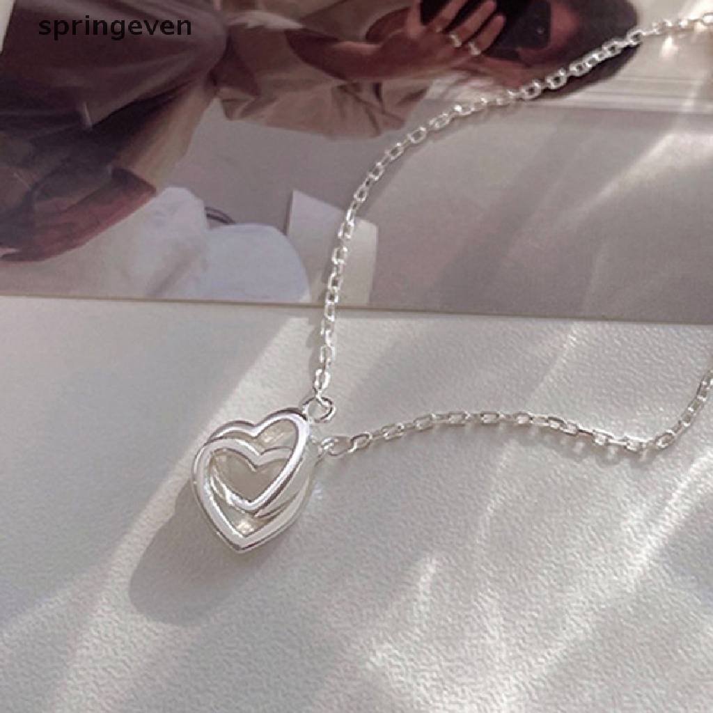 Vòng Đeo Tay Dạng Chuỗi Mặt Hình Trái Tim Đôi Thanh Lịch Thời Trang Mùa Xuân Mới Cho Nữ