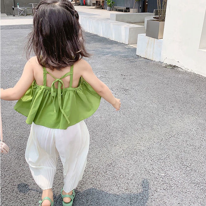 Áo Hai Dây Mùa Hè Mát Mẻ Phong Cách Hàn Quốc Dễ Phối Đồ Dễ Thương Cho Bé Gái