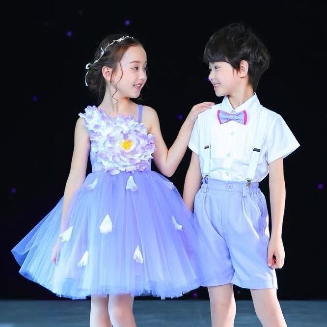1 Đầm Công Chúa Màu Tím Vải Gạc Đẹp Mắt Cho Bé Gái Loại 4.19