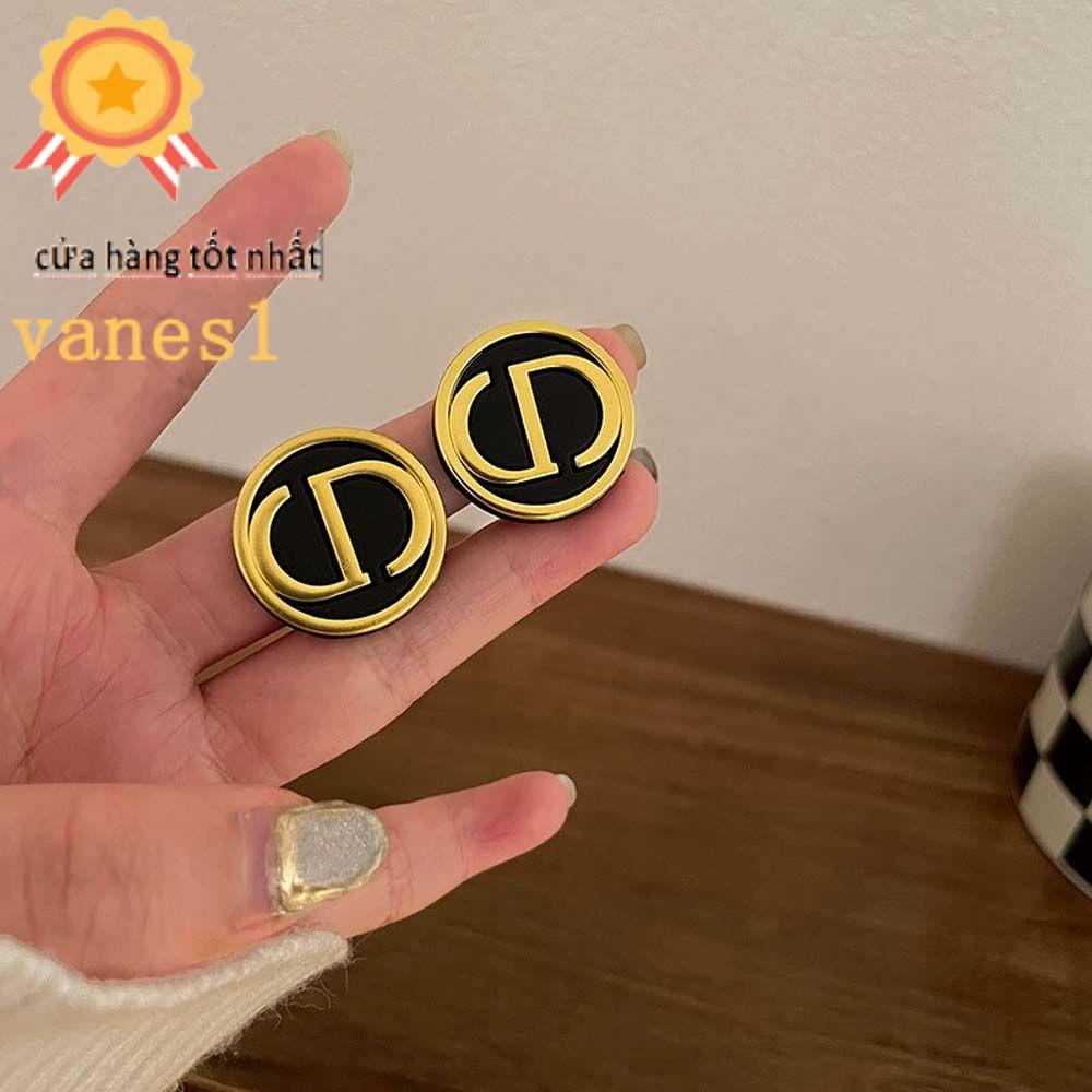 Bông tai hình chữ D bằng hợp kim phong cách Hàn Quốc thời trang cho nữ VANES1