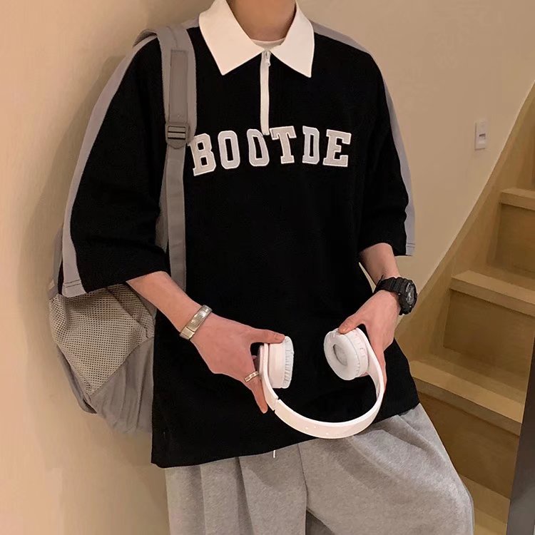 Áo Thun Polo Tay Ngắn In Chữ Phong Cách Hàn Quốc Thời Trang Cho Nam Size M-2XL