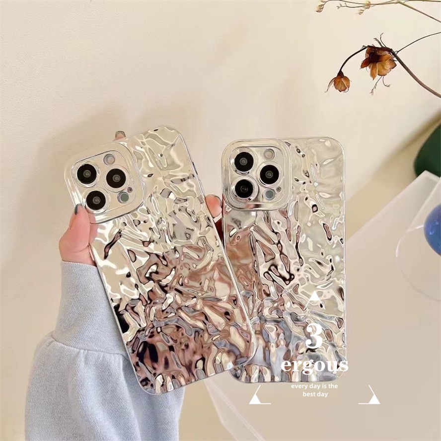 Ốp Điện Thoại Màu Bạc Họa Tiết Sang Trọng Chống Sốc Cho IPhone 14 13 12 11 Pro Max SE2020 X XR Xs Max 7 8 6 6s Plus