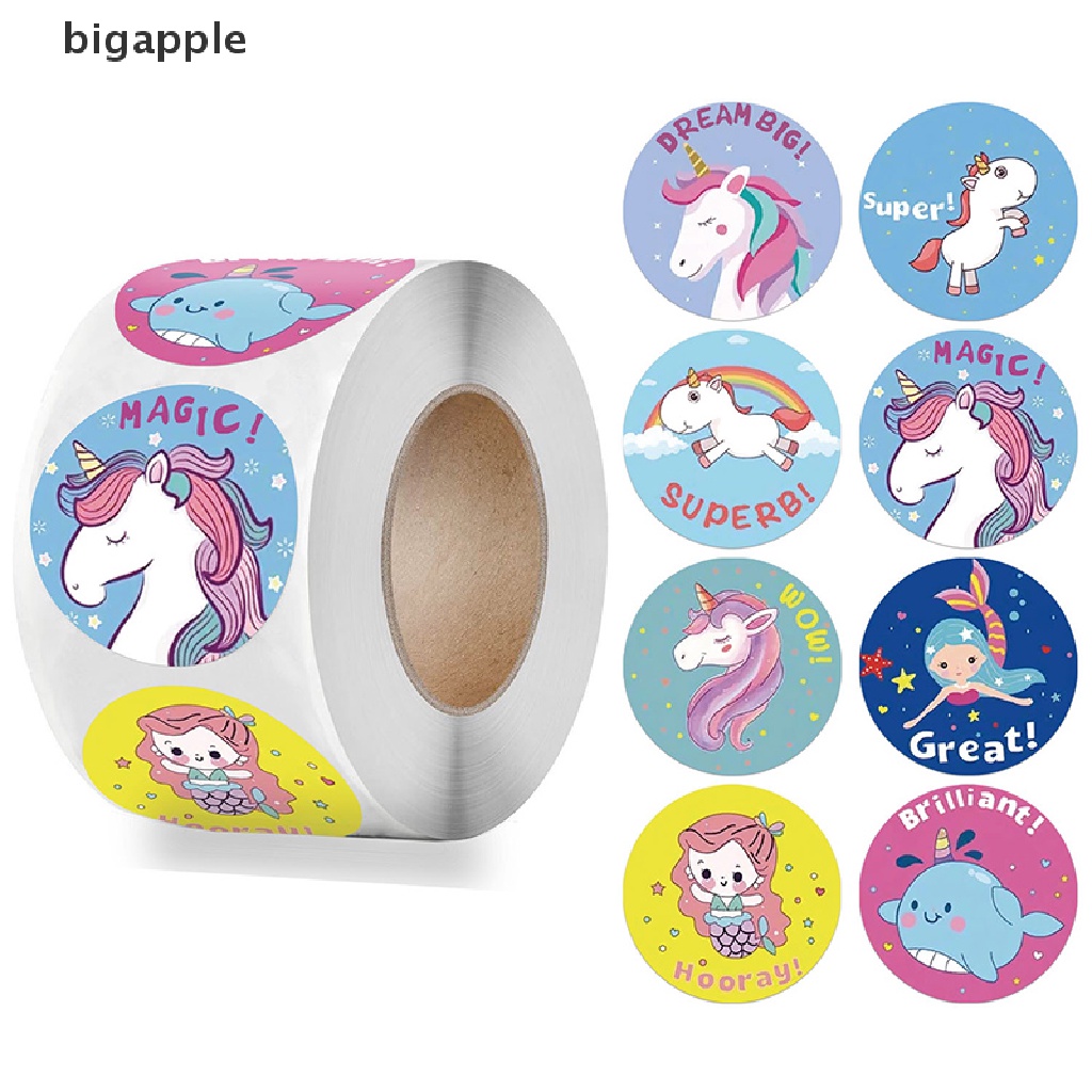 Cuộn 500 Miếng Dán Hình Động Vật Dễ Thương Kích Thước 1 inch Dùng Để Trang Trí Hộp Trẻ Em