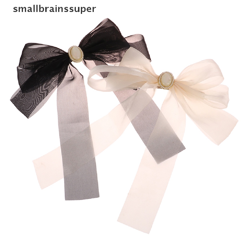 Kẹp Tóc Hình Nơ Ruy Băng Màu Trơn Phong Cách Vintage Dành Cho Nữ SBS