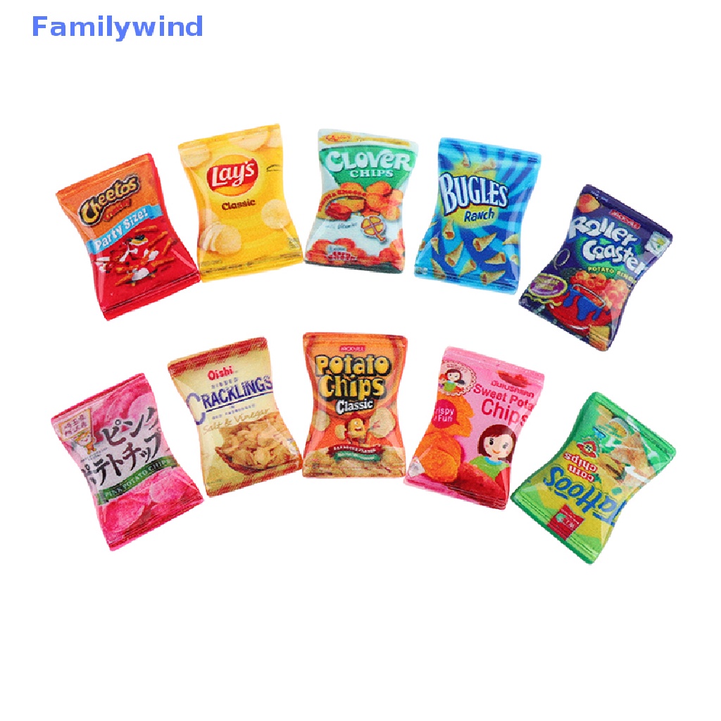 Set 10 Mô Hình Đồ Ăn Vặt / Khoai Tây Chiên / Kẹo Bằng Nhựa Resin Cho Nhà Búp Bê