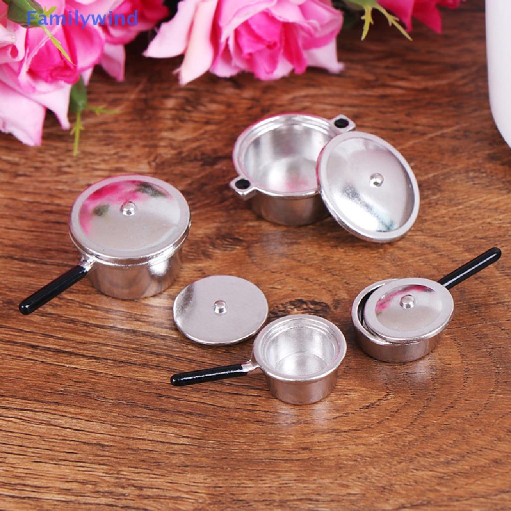 Set 4 Mô Hình Nồi Kim Loại Mini 1: 12 Dùng Để Trang Trí Nhà Búp Bê
