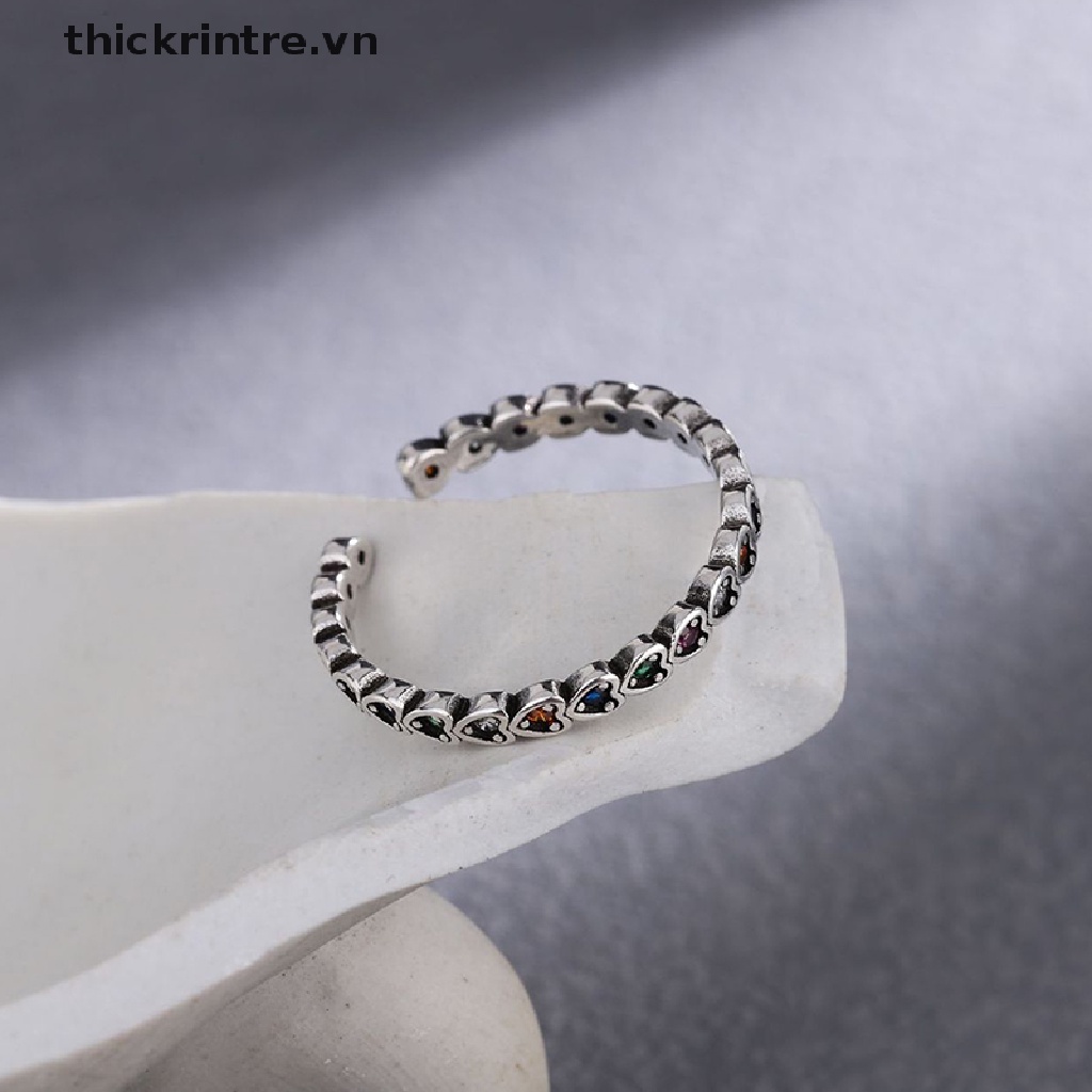 Nhẫn Mạ Bạc 925 Đính Đá zircon Hình Trái Tim Sang Trọng Cho Nữ